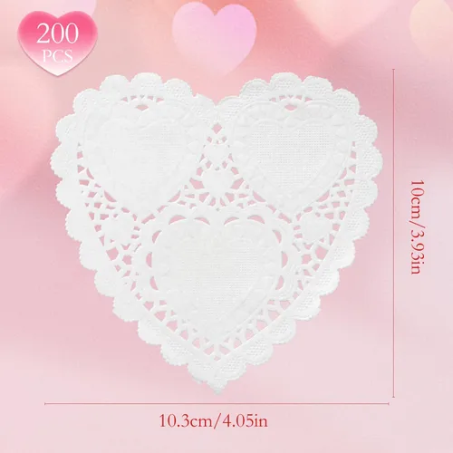 Vista 2 de 200 piezas de juguetes de San Valentín con forma de corazón de 4 pulgadas con encaje para el día de San Valentín, manualidades, boda, cumpleaños