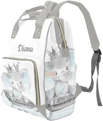 Vista 4 de XOZOTY Mochila de pañales de dibujos animados de vaca linda con nombre para hombres y mujeres de enfermería personalizada bolsas de bebé hombro