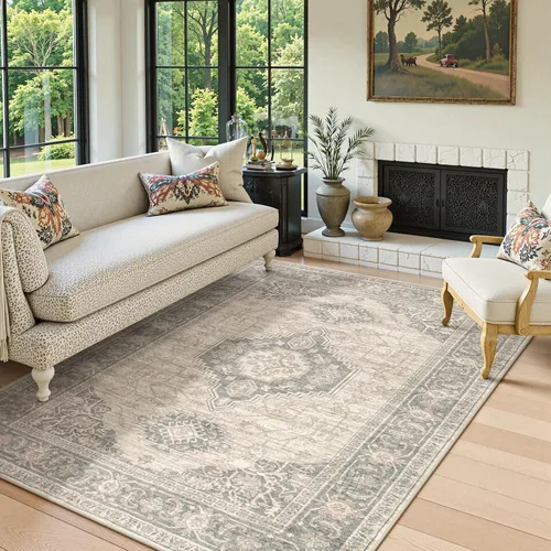 Vista 63 de Lahome Alfombra oriental lavable de área pequeña, 2 x 3 pies, para entrada, cocina, ultra fina, suave, tapete antideslizante para puerta de Azul