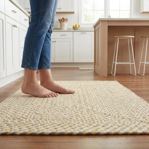 Vista 43 de Super Area Rugs - Alfombra trenzada de algodón de tres colores para granja, estilo búfalo a cuadros, negro, blanco, gris, 2 x 3 pies, rectangular
