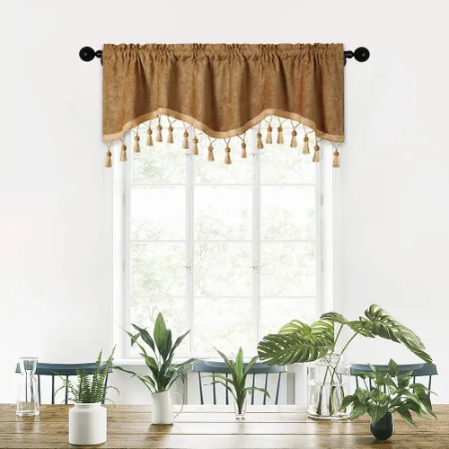 Vista 26 de Cortinas de doble cara de felpilla para cortina de cocina, cenefa para sala de estar
