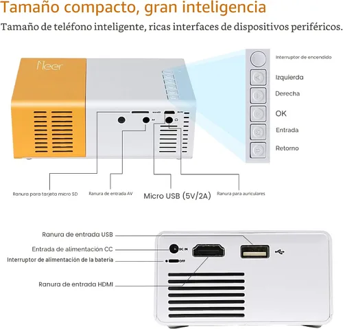 Vista 3 de Mini Proyector, Meer Proyector de Video LCD LED Pico Portátil a Todo Color para Regalo de Niños, Película de Video TV, Juego de Fiesta