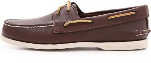 Vista 4 de Sperry Authentic Original - Zapatos náuticos de piel con 2 ojales para hombre, color marrón liso, 9
