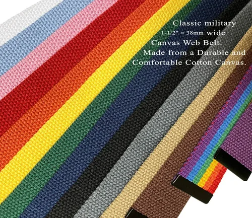Vista 6 de Cinturón militar de lona Cinturón de tela Cinturón sin cuero Cinturón de talla única, 1-1/2 "(38 mm) de ancho