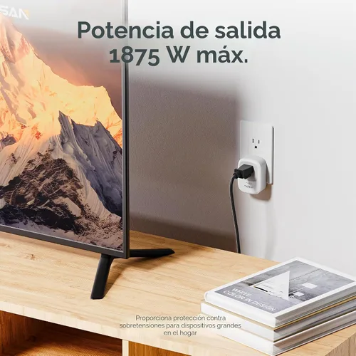 Vista 3 de TESSAN Protector de sobretensiones de 1050 julios, protector de sobretensiones de un solo enchufe con indicador de luz protegida, toma de pared