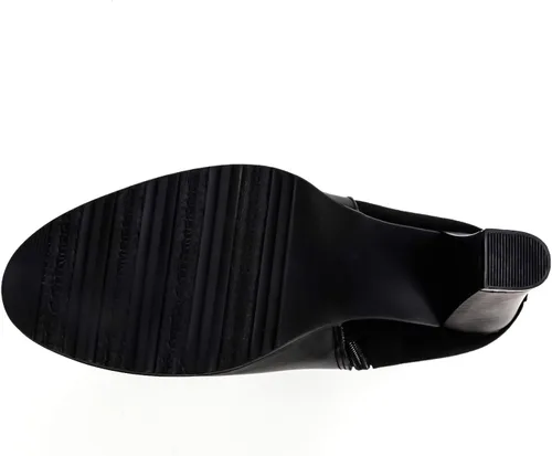 Vista 8 de mysoft - Botines de mujer con cremallera, tacón grueso apilado, botas de tobillo con hebilla y correa en el tobillo Negro (Buckle)