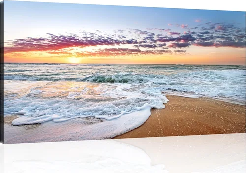 Vista 72 de TutuBeer 3 paneles de fotos de playa, arte de pared, diseño de mar azul, playa blanca al amanecer, imágenes impresas en lienzo, imágenes del océano
