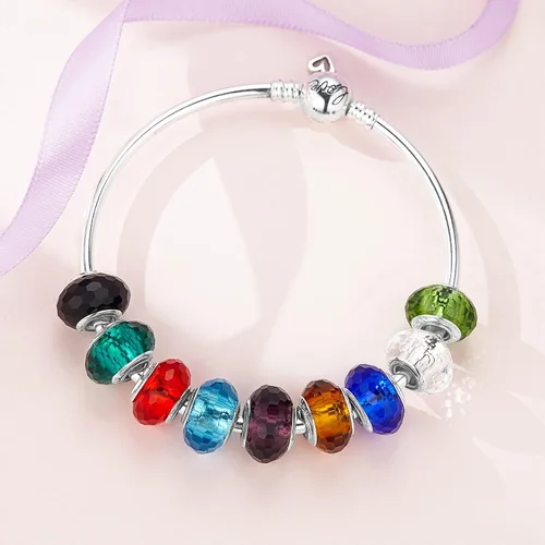 Vista 5 de HappyStar Pulsera de cadena de serpiente de plata de ley 925 totalmente compatible con dijes Pandora con cierre de cabeza de Mickey Mouse regalos