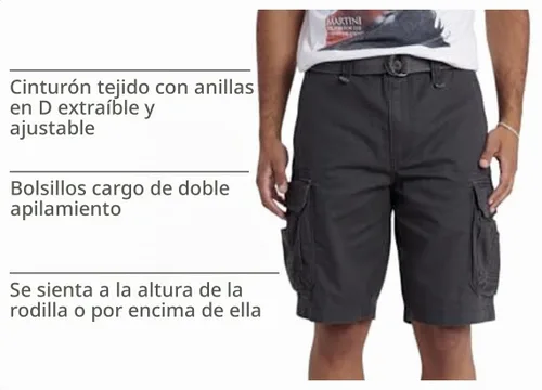 Vista 5 de Unionbay Survivor pantalones cortos de cargo con cinturón para hombre Android
