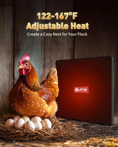 Vista 2 de PETNF Calentador de gallinero de 140 vatios, calentador de pollo de calor radiante, diseño de eficiencia energética, más seguro que las lámparas
