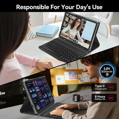 Vista 11 de KADYBE Tableta Android 15 de 11 pulgadas, las tabletas más recientes de 2025 con 16GB RAM 128GB ROM 1TB expandible, tableta con teclado, batería