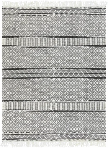 Vista 2 de Hauteloom Leon - Alfombra marroquí bohemia de lana para sala de estar y dormitorio, alfombra bohemia hecha a mano con enrejado, color negro, blanco