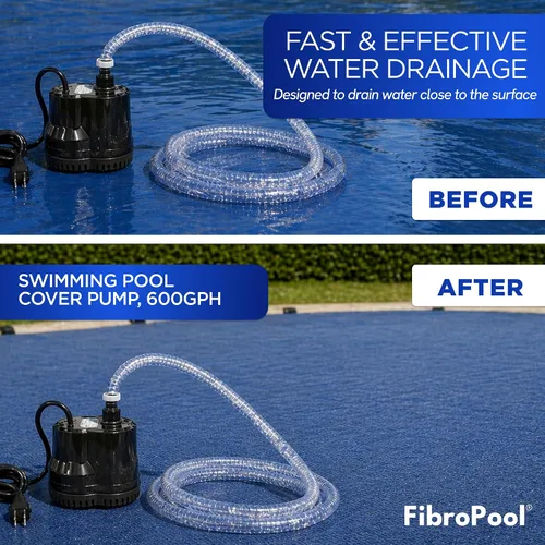 Vista 5 de FibroPRO bomba eléctrica de drenaje para cobertor de invierno para alberca (600 GPH)