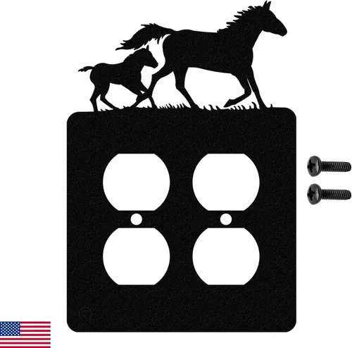 Vista 11 de Mare & Foal - Interruptor de luz de palanca de caballo y placa de pared de una sola banda (Rocker-GFCI) (palanca simple con GFCI (mecedora), negro)