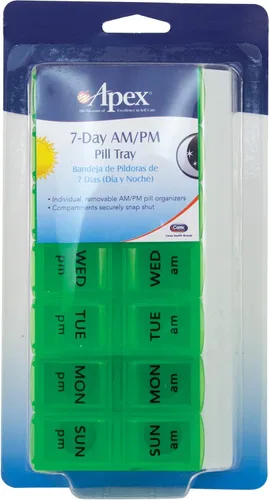 Vista 5 de Apex Organizador semanal de pastillas AM/PM de 7 días, organizador semanal de píldoras, 2 veces al día, fácil de abrir, organizar medicamentos