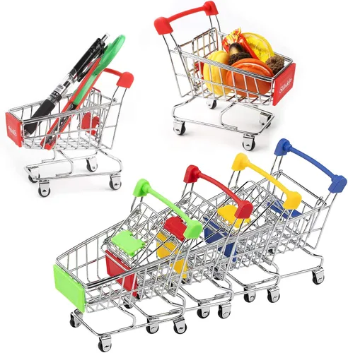 Vista 5 de Shindel - Mini carrito de compras, mango rojo y letrero