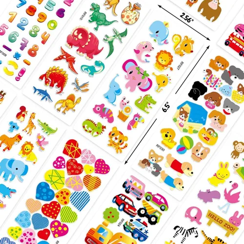 Vista 4 de Adhesivos para niños 1000+, adhesivos 3D hinchados para niños y bebés, paquete variado de 40 hojas diferentes para álbumes de recortes, regalos