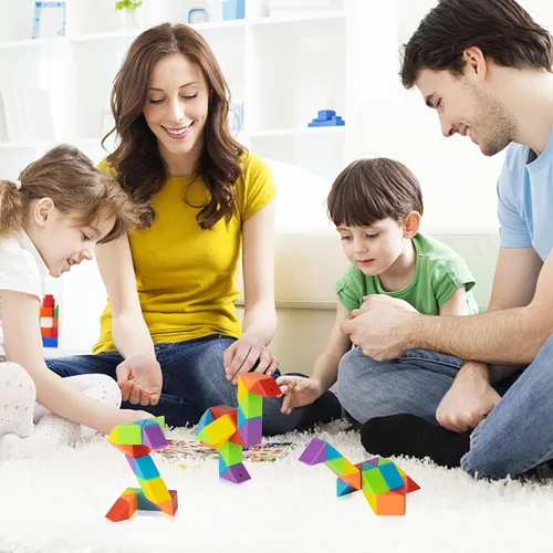 Vista 7 de Cubo de serpiente mediano, paquete de 4 juguetes sensoriales para aliviar el estrés, suministros a granel, bolsas de regalo, juguetes para ansiedad