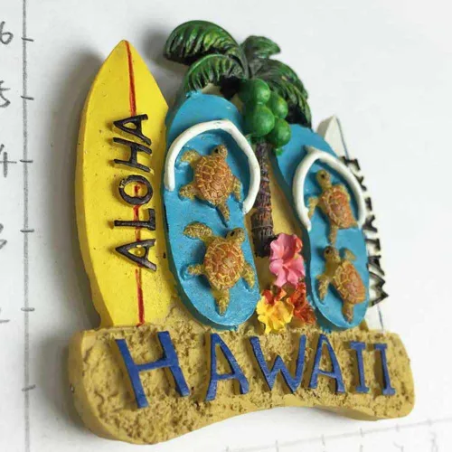 Vista 3 de Hawaii USA America Imán del refrigerador 3D Beach Slipper Travel Sticker Souvenirs Collection, decoración del hogar y de la cocina, imán