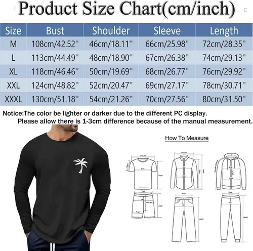Vista 5 de Camisetas de manga larga para hombre, transpirables, con cuello redondo, térmicas, ajuste regular, camisetas elegantes y cómodas