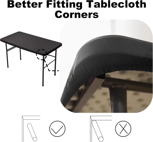 Vista 5 de Mantel rectangular de elastano ajustable de 4 pies, mantel de picnic plegable elástico, mantel elástico para mesa de patio, manteles lavables
