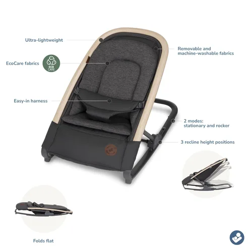 Vista 3 de Maxi-Cosi Kori - Asiento mecedor de bebé 2 en 1 para bebés, silla mecedora portátil, grafito clásico