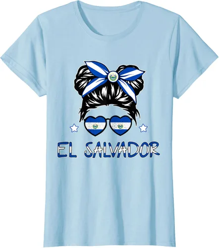 Vista 22 de Camiseta de El Salvador para Niñas Bandera Patrimonio Hispano Salvadoreño