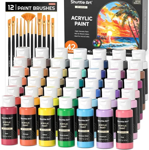 Vista 8 de Conjunto de pintura acrílica de cambio de color Shuttle Art, 16 colores camaleón en botellas (60ml/2oz), pintura acrílica no tóxica para artistas
