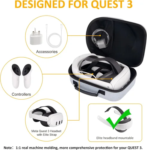 Vista 3 de wonlince Hard Carrying Case for Meta Quest 3Compatible Meta Quest 3 accessory with ELITE headband, touch controller and other accessoriesStylish