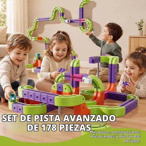 Vista 3 de Juego de tren eléctrico de 178 piezas para niños 3, riel mágico riel