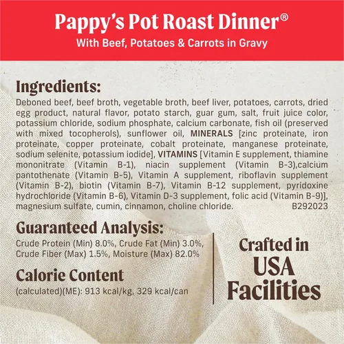 Vista 6 de Merrick - Comida húmeda para perros (12 unidades), Sin frijoles gruesos., Pappy's Pot - Cena para asar
