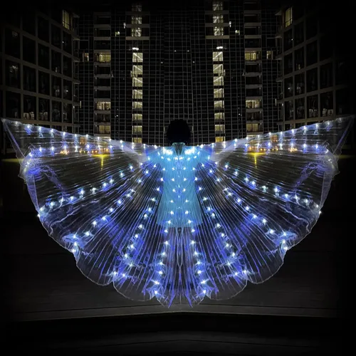 Vista 2 de lightsfever, Alas de hadas grandes iluminadas, blanco frío, alas de isis, disfraz de capa iluminada, alas de mariposa iluminadas, capa LED, alas