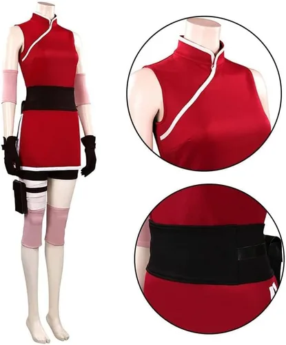 Vista 3 de Disfraz de anime para cosplay, vestido de anime, color rojo, con peluca para Halloween para mujer