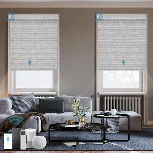 Vista 23 de Persiana Motorizada, Compatible con Homekit Thread-Enabled, Persianas Inteligentes 100% Opacas con Control Remoto, Persiana Enrollable Eléctrica