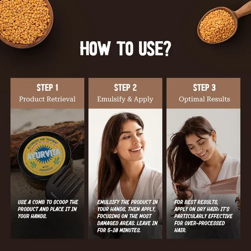 Vista 6 de Tratamiento capilar – Máscara restauradora de fenogreco para hombres y mujeres – Nutritiva, hidratante e hidratante – Mejor crecimiento del cabello