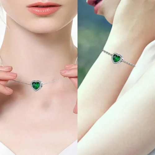 Vista 4 de LongLuck Dije de ojo de cristal para pulsera Pandora, dije de plata de ley 925 con circonitas cúbicas para mujer, Plata esterlina, cristal