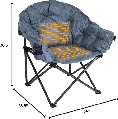 Vista 2 de MacSports Silla de salón plegable con cojín térmico para patio, club, camping, picnic, actividades al aire libre Silla sin batería incluida