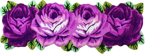Vista 34 de Alfombrilla Abreeze con 4 rosas, alfombrillas con diseño de flores azul, hecha a mano, antideslizante (no se desliza), alfombrilla moderna, de puede