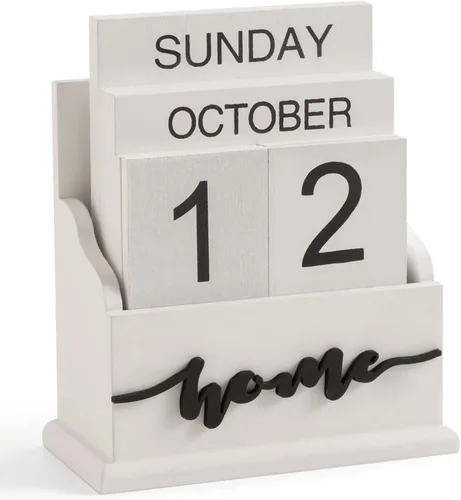 Vista 10 de Calendario perpetuo con bloques de madera, calendario para el hogar, día de San Valentín, regalo, decoración de oficina, escritorio, fecha, semana