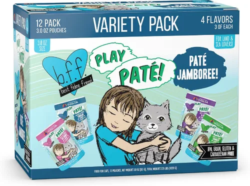 Vista 16 de Weruva B.F.F. PLAY - Best Feline Friend Paté Lovers, Aw Yeah!, Beef & Atún Ta Da! con carne de res y atún, bolsa de 3 onzas (paquete de 12)
