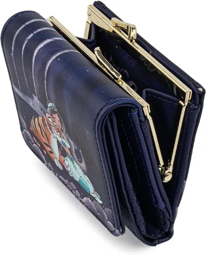 Vista 4 de Loungefly Disney Aladdin Jasmine Castle Kisslock Cartera, Violeta oscuro, Cartera