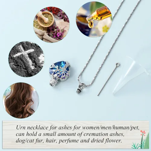 Vista 80 de Imrsanl Collar de urna de árbol de la vida con forma de corazón, joyería de cremación para hombres y mujeres, recuerdo, joyería conmemorativa