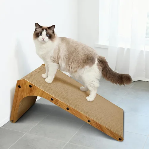 Vista 6 de Rascador para gatos, almohadilla rascador de gatos en forma de L de 23 pulgadas para gatos de interior, rascador de cartón sostenible duradero