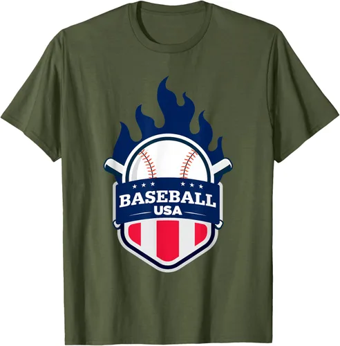 Vista 49 de Baseball USA Support the Team Shirt - Camiseta con la bandera de Estados Unidos, Blanco, S