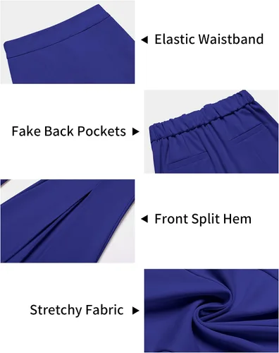 Vista 8 de GRAPENT Pantalones de vestir de pierna ancha para mujer, pantalones acampanados, pantalones casuales de trabajo, pantalones de trabajo