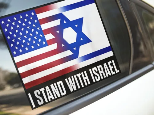 Vista 2 de Adhesivo con la bandera de Israel I Stand with Israel Flag Sticker Support Israel Sticker Varios tamaños