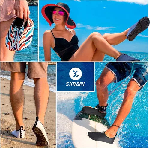 Vista 7 de SIMARI Water Shoes Womens Mens Barefoot Unisex Aqua Socks Slip-on for Indoor Outdoor Snorkeling SWS002