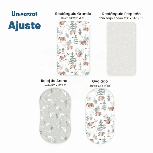 Vista 6 de GRSSDER Juego de sábanas bajeras elásticas ultra suaves 3 unidades, ajuste universal para moisés, cuna, cesta de moisés, colchón ovalado y Osos