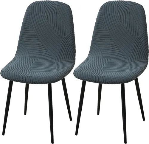Vista 29 de HAOYONG Fundas para silla de comedor modernas de mediados de siglo, funda estampada para silla sin brazos, fundas elásticas para cocina, oficina