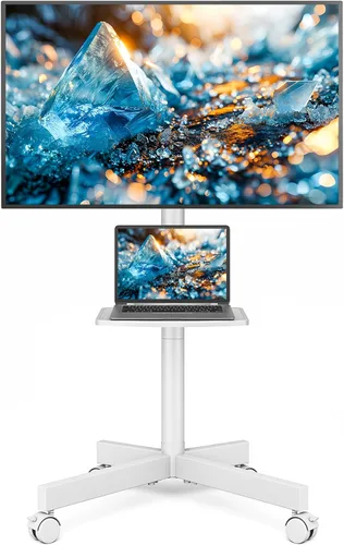 Vista 10 de Rfiver Soporte de TV rodante fuerte con estante para televisores de 23 a 60 pulgadas de hasta 88 libras, carrito de TV móvil portátil con rueda